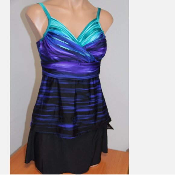 NWT Miraclesuit Swimsuit Tankini 2 pc set sz 10 Deep End Caruso EGG Skirt - Picture 3 of 4